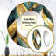 Or et vert doré chevron Reverie - grand miroir chevron, miroir mural rond doré, art imprimé en métal-99625760