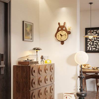 Brown Totoro Shaped Wooden Wall Clocks