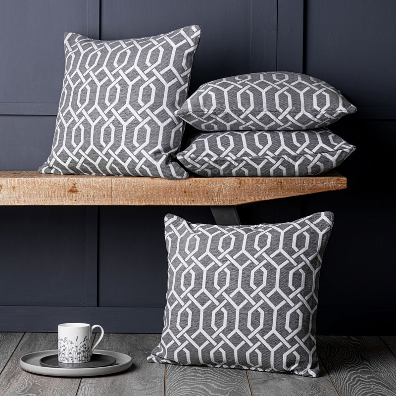 Fulvous Geometric Square Cushion Cover, Grey