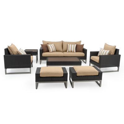 Milo 7 Piece Rattan Sunbrella Sofa Set with Cushions