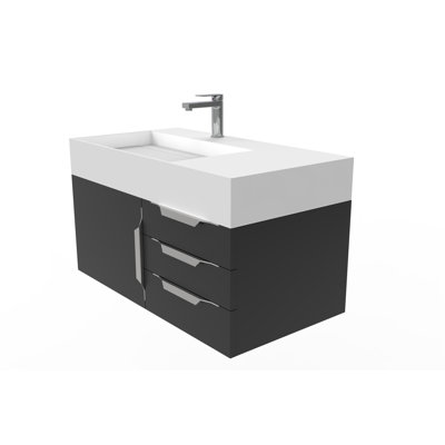 Bassi 36" Wall-Mounted Single Bathroom Vanity Set
