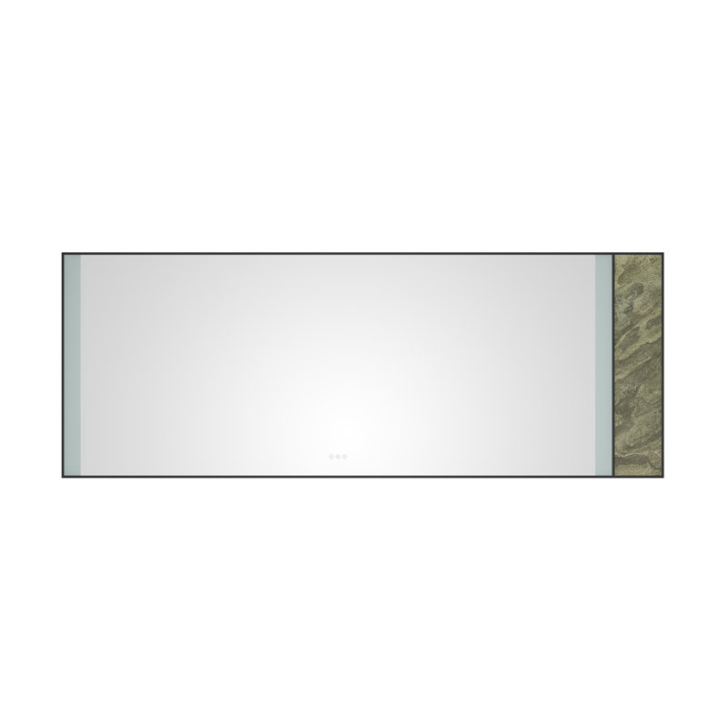 Miroir à DEL pour salle de bain, Noir mat, 96 po x 36 po