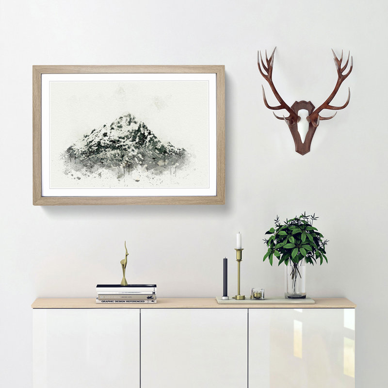 Mountain in Scotland in Abstract - Picture Frame Graphic Art Print, 48cm H x 65cm W x 2cm D, Oak Framed