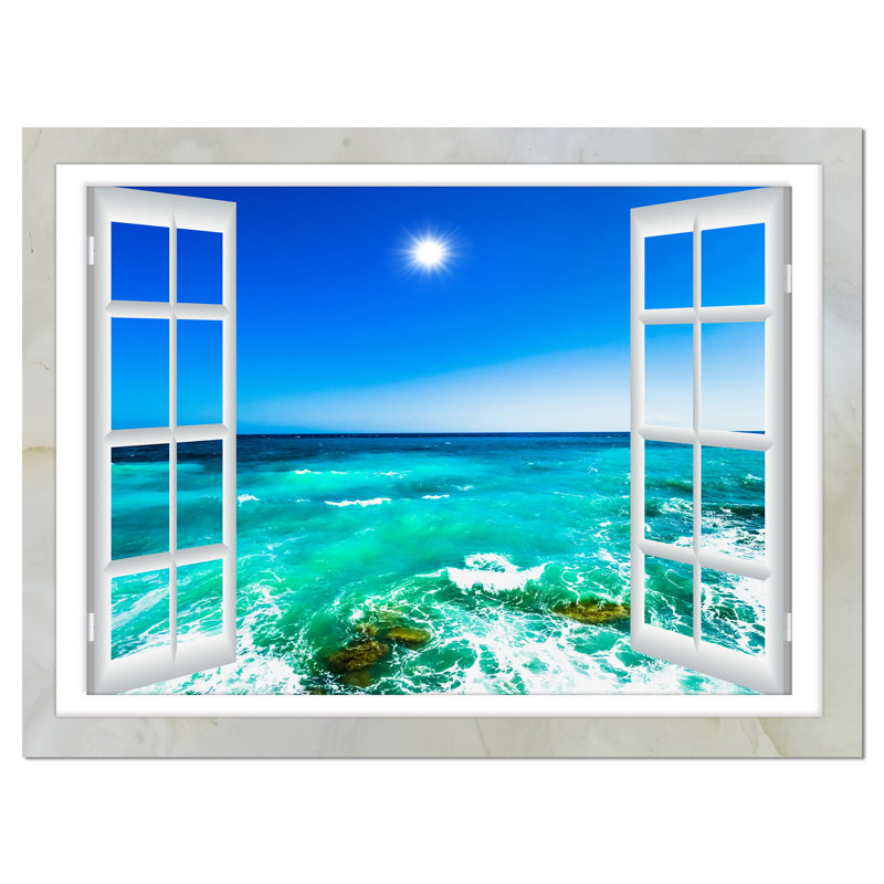 «Open Window to Wavy Ocean», impression sur toile tendue, H 16 po x l 32 po x P 1 po, Toile tendue