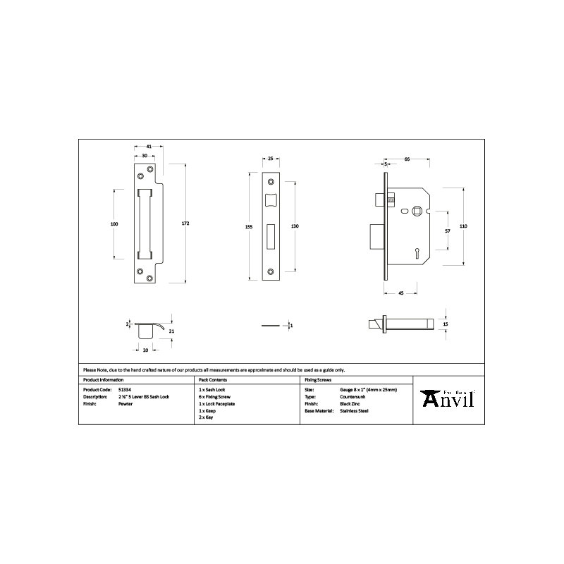Sash Lock, Pewter Patina