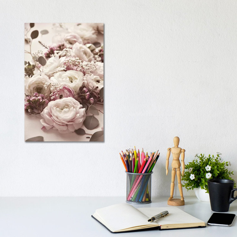 Flat Lay Flowers Dark I by Monika Strigel - Wrapped Canvas Print, 30.48cm H x 20.32cm W x 1.91cm D