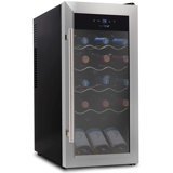 NutriChef Single Zone 13.6'' Freestanding 18 Bottle Wine Refrigerator