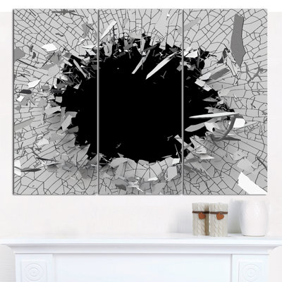 " Abstract Broken Wall 3D Design " 3 - Pieces