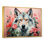 Portrait de loup bohémien rose et vert IV - loup, art mural