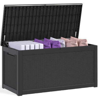260 Gallon Outdoor Storage Box, Large Deck Box with Gas Struct, Waterproof Resin Storage Bin for Patio Cushions, Pool Supplies, Lockable Box, UV Resis by WFX Utility