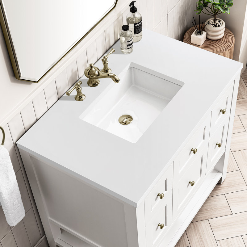 Breckenridge 36'' W Single Vanity, Bright White, White Zeus, 8" Widespread