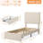 Twin Bed Frame with Under-Bed Drawer, Upholstered Platform Bed with Wave Headboard-117326982