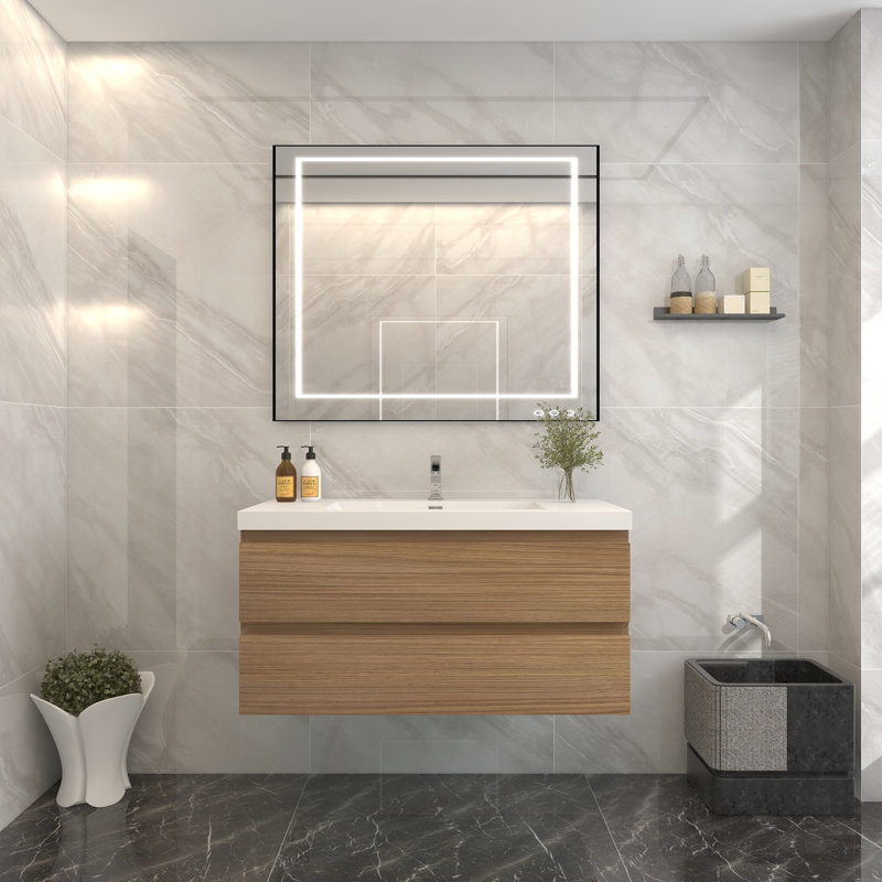 Ensemble de meuble-lavabo mural simple l 42 po Turnerville, Bois de rose
