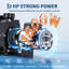 Pompe de piscine à double puissance haute performance GarveeHome - Pompe de circulation électrique 2 HP, auto-amorçante, moteur en cuivre robuste à vitesse unique avec panier-filtre, 100 gallons par minute - pour piscines hors terre / creusées