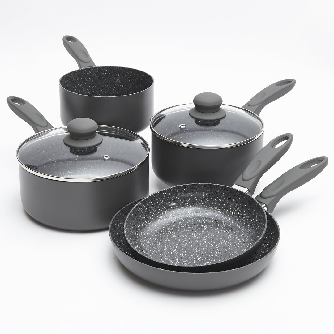 5 Piece Aluminium Grey Non-Stick Cookware Set