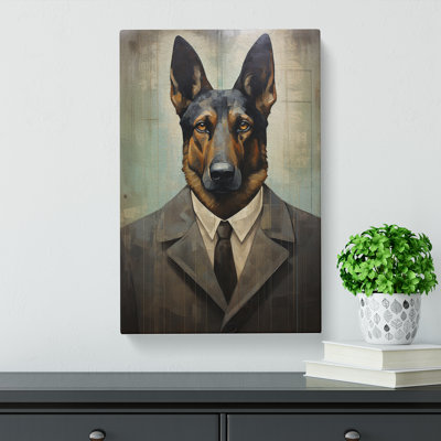German Shepherd Dadaism Art - Wrapped Canvas