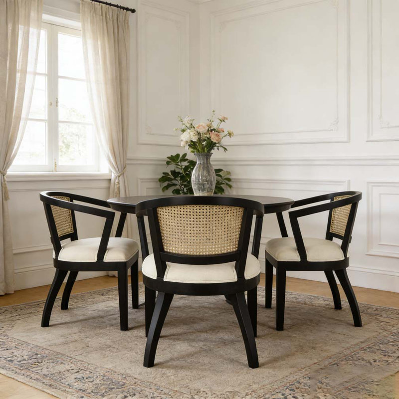 Chaise avec accoudoirs de salle à manger, Crème