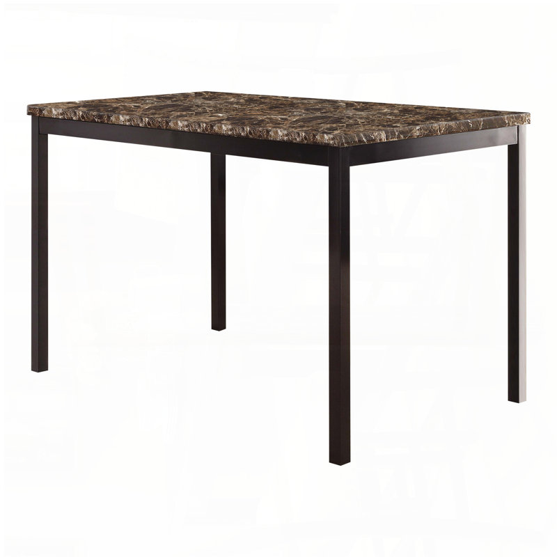 Table de salle à manger en faux marbre avec structure en métal noir