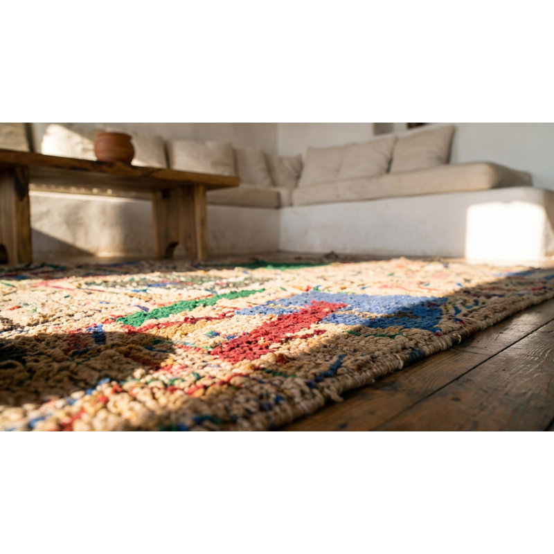 Hand Knotted Wool Geometric Area Rug in Multicolored