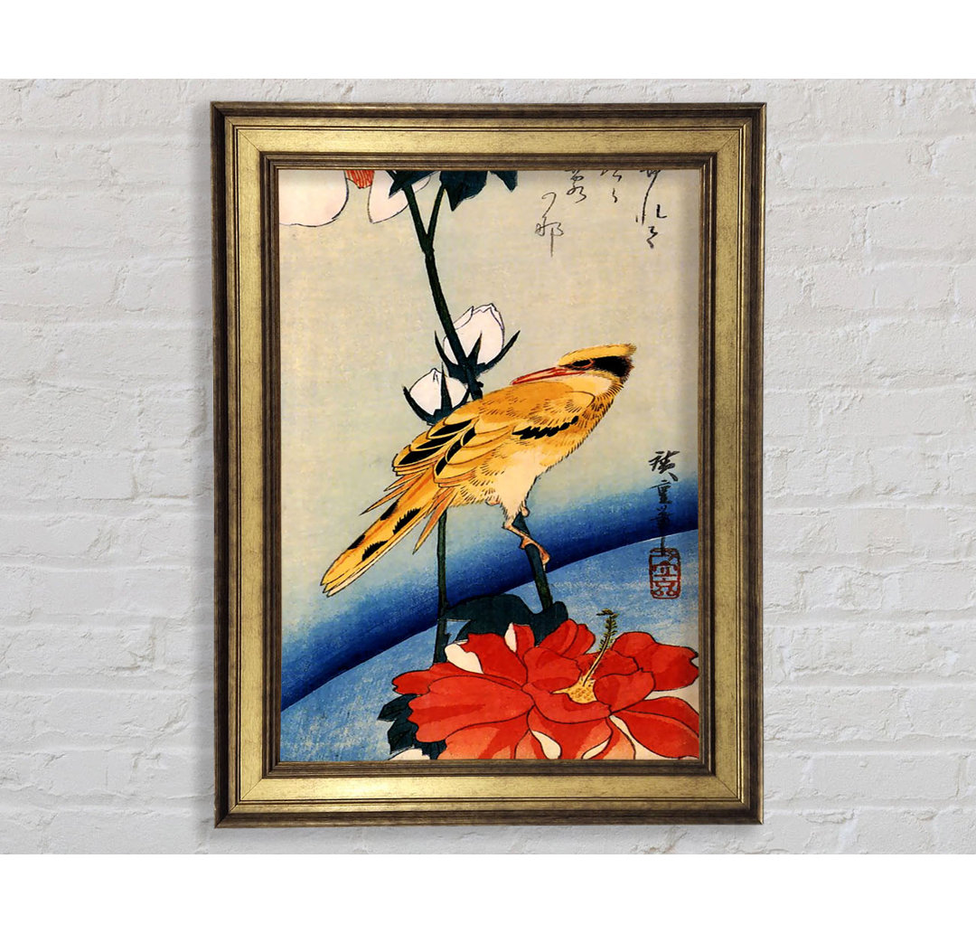 Goldener Oriole auf einem Hibiskuszweig von Hiroshige - Einzelne Bilderrahmen Kunstdrucke