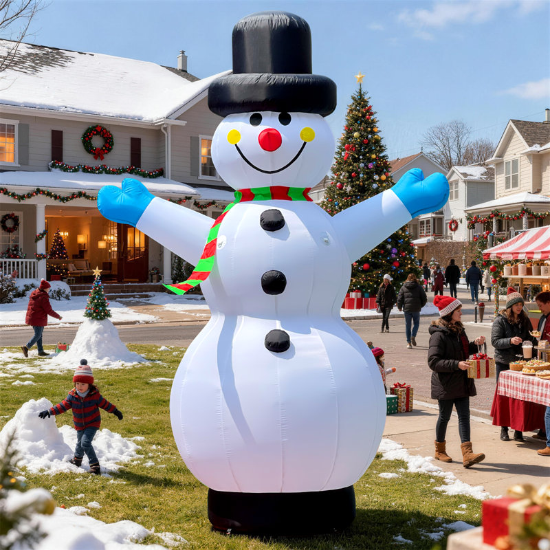 Bonhomme de neige gonflable de 13 pi avec souffleur pour décoration de Noël, H 154,48 po x l 115,2 po x P 72 po