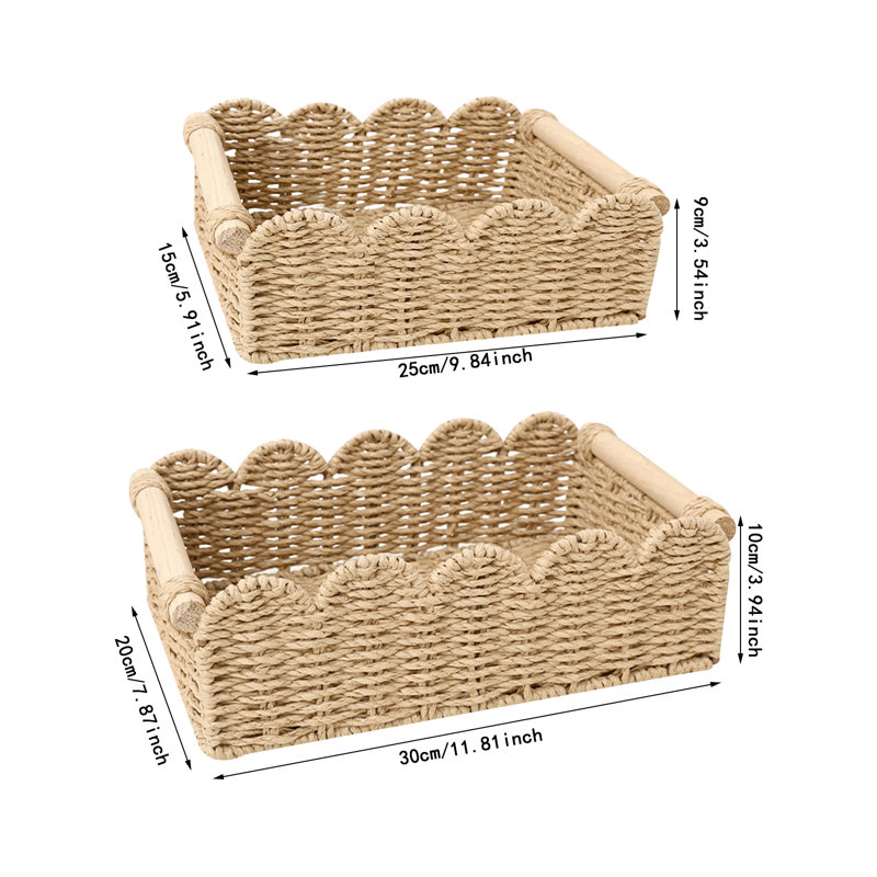 Panier de papier hygiénique tissé à la main 2 pièces Panier de papier de toilette