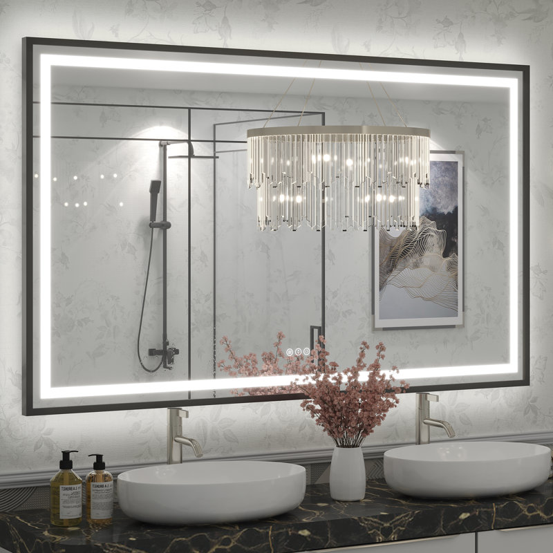 Miroir de salle de bain Molly Framelss, 60 po x 36 po, Noir