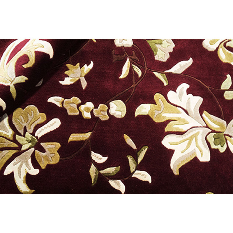 Hand-Knotted High-Quality Wine Area Rug