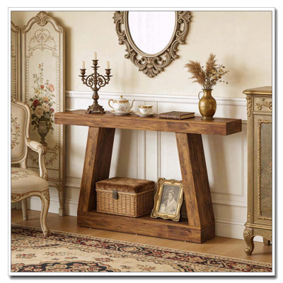 Dual-Tier Entryway Table with Thickened Top