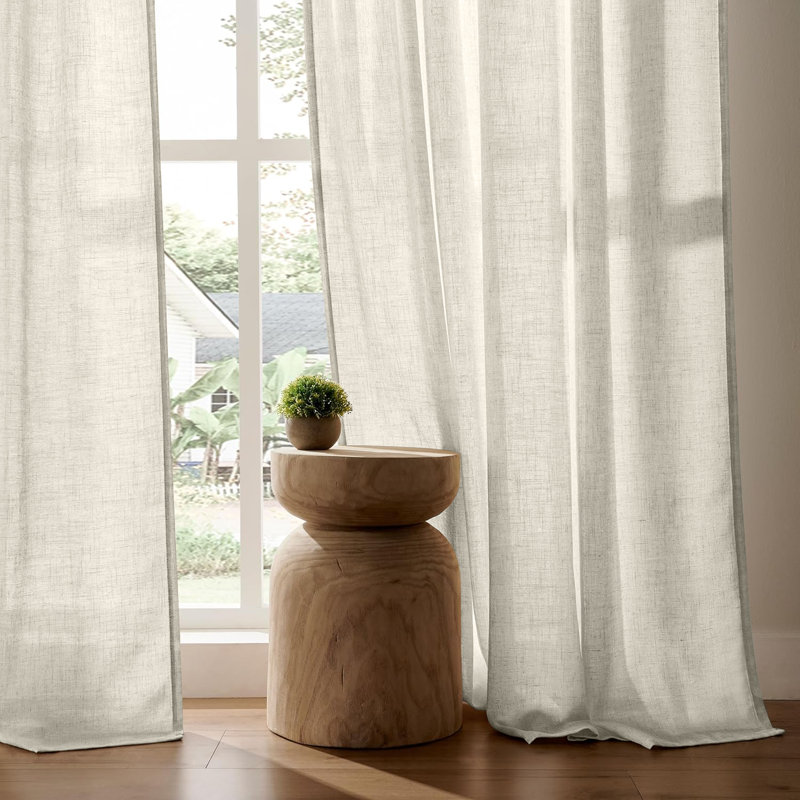 2pk Light Filtering Linen Blend Curtains with Back Tabs/Rod Pocket - 52" x 96" Oatmeal, 52" W x 96" L, Oatmeal