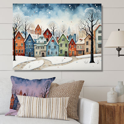 Multicolor Frosty City In Winter I - Winter Landscape, art mural