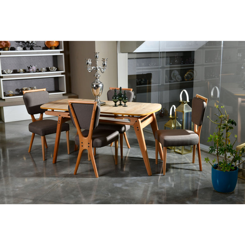 Ensemble repas pour quatre personnes, Chêne / Brun