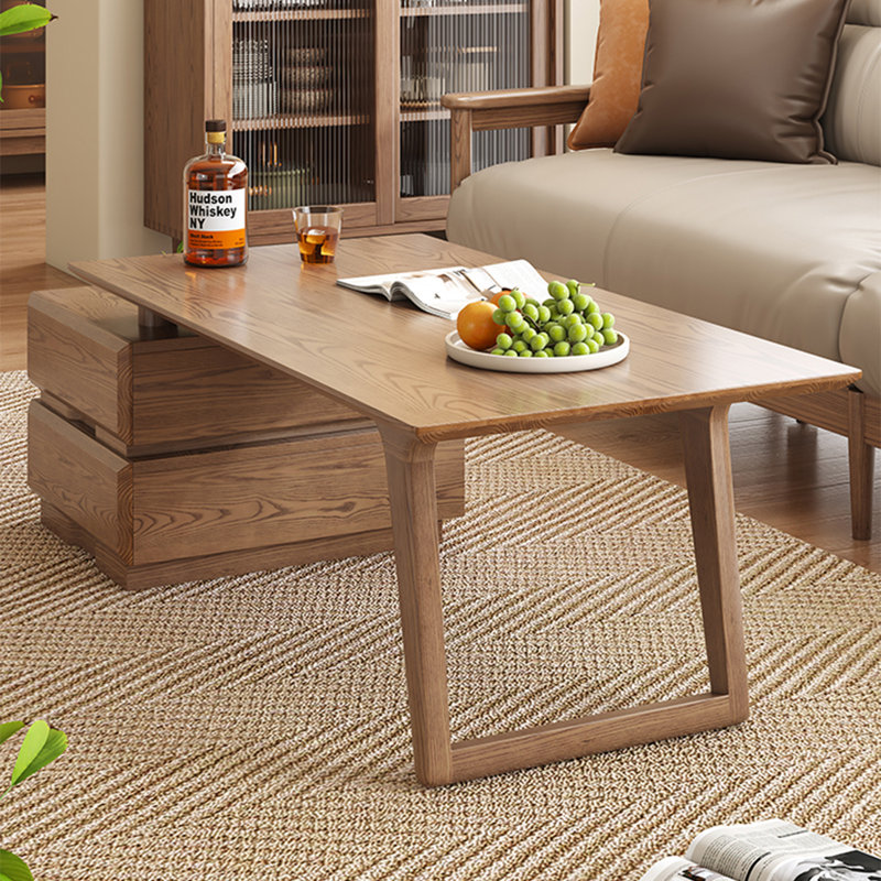 Rectangular solid wood coffee table