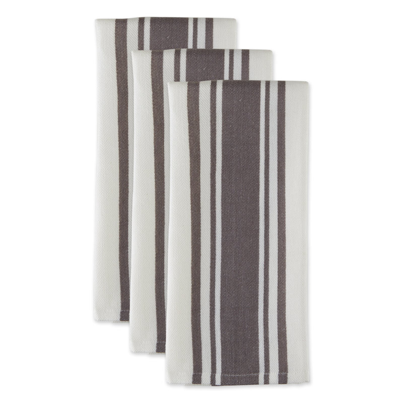 Cotton Stripe Waffle Tea Towel Kitchen Towel, Honey Gold