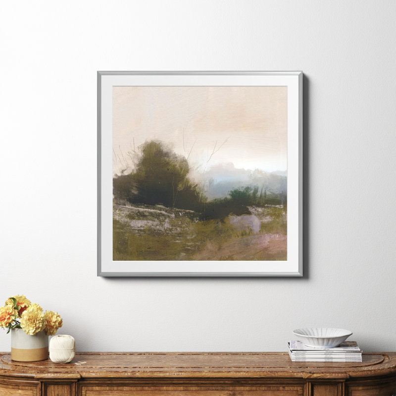 «Spring Farm» par Dan Hobday Art, Oui, Papier avec cadre argenté, H 36 po x l 36 po x P 0,75 po