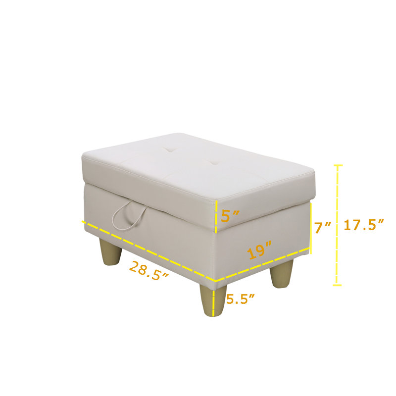 Faux Leather Upholstered Storage Bench, White