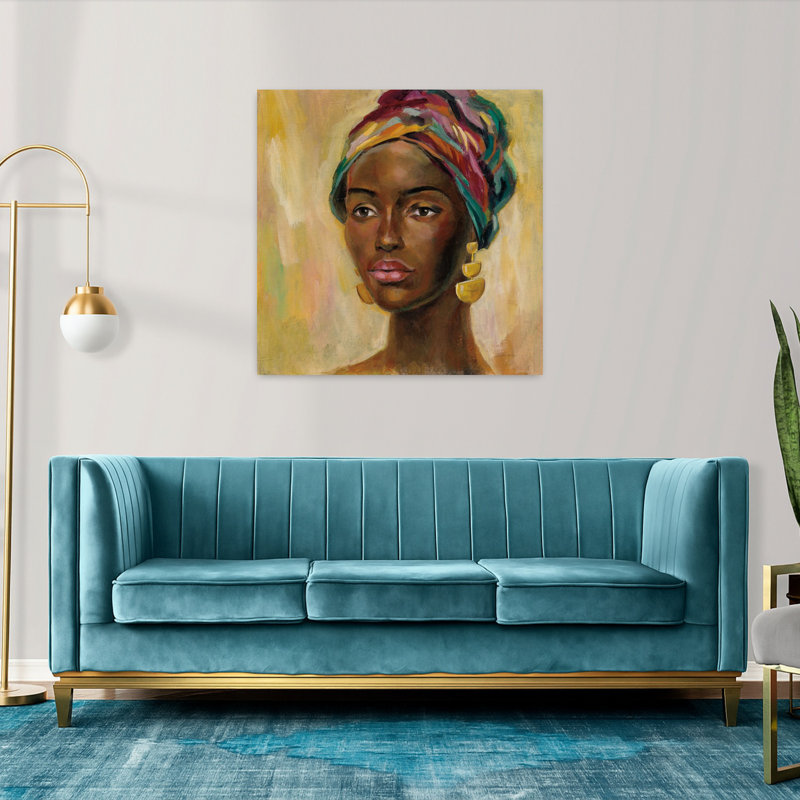 Art contemporain africain avec femme africaine, H 36 po x l 36 po