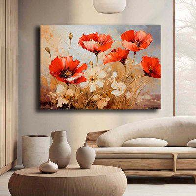 Art mural sur toile rouge et blanc