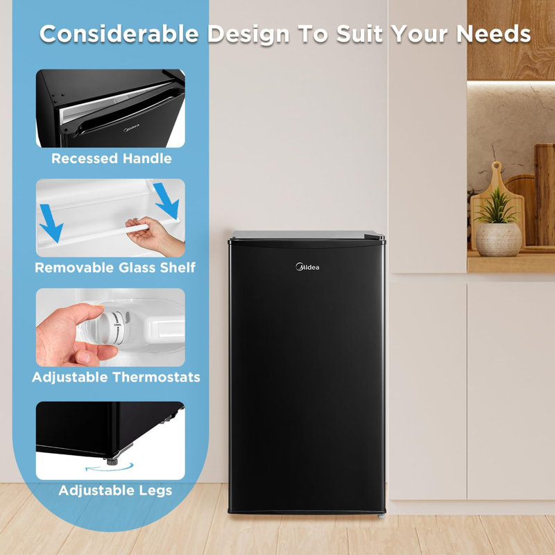 Midea 3.3 Cu. Ft. Compact Mini Refrigerator, New, Black