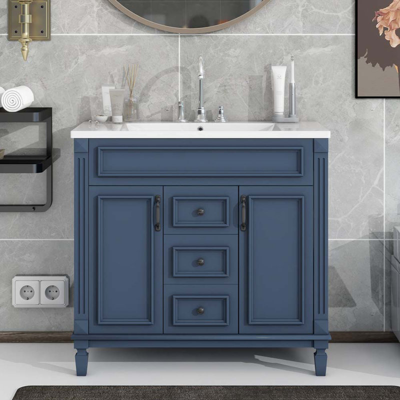 Ensemble de meuble-lavabo simple 36 po Clent, Bleu