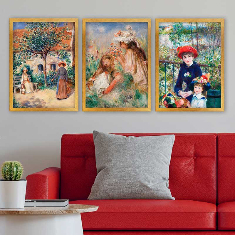 Superbe ensemble de peintures décoratives encadrées (3 pièces) de 21,7 po x 29,5 po chacune | Cadre 100% bois avec polystyrène de 0,8 pouce | Impression numérique UV | Parfait pour la décoration murale de salon, de bureau et de galerie