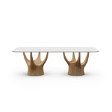 Acacia Glass Double Pedestal Dining Table