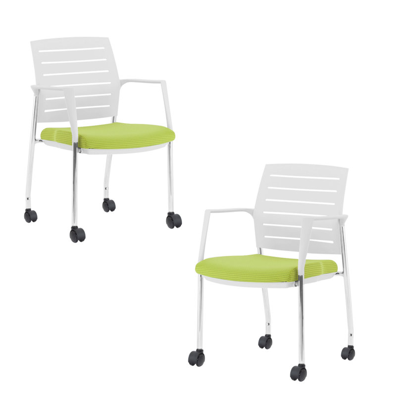 Chaise de salle d'attente empilable Naidus, Roulettes, Vert