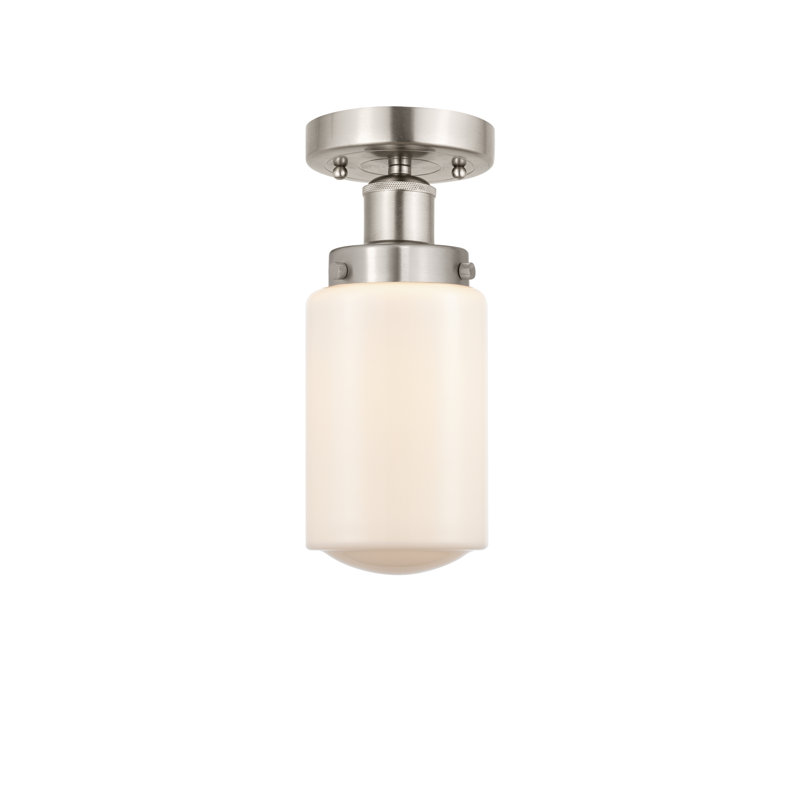 Plafonnier semi-encastré en verre Erkson, Blanc mat, Nickel satiné brossé