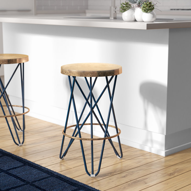 Tabouret de bar et de comptoir Lulabelle, Bleu marine, Tabouret de comptoir (assise de 24 po de hauteur)