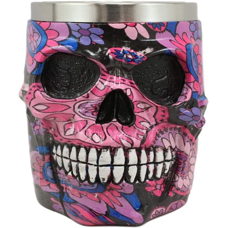 Skull and Bones Design Stainless Steel Coffee Mug Halloween Cup Gothic Drinkware