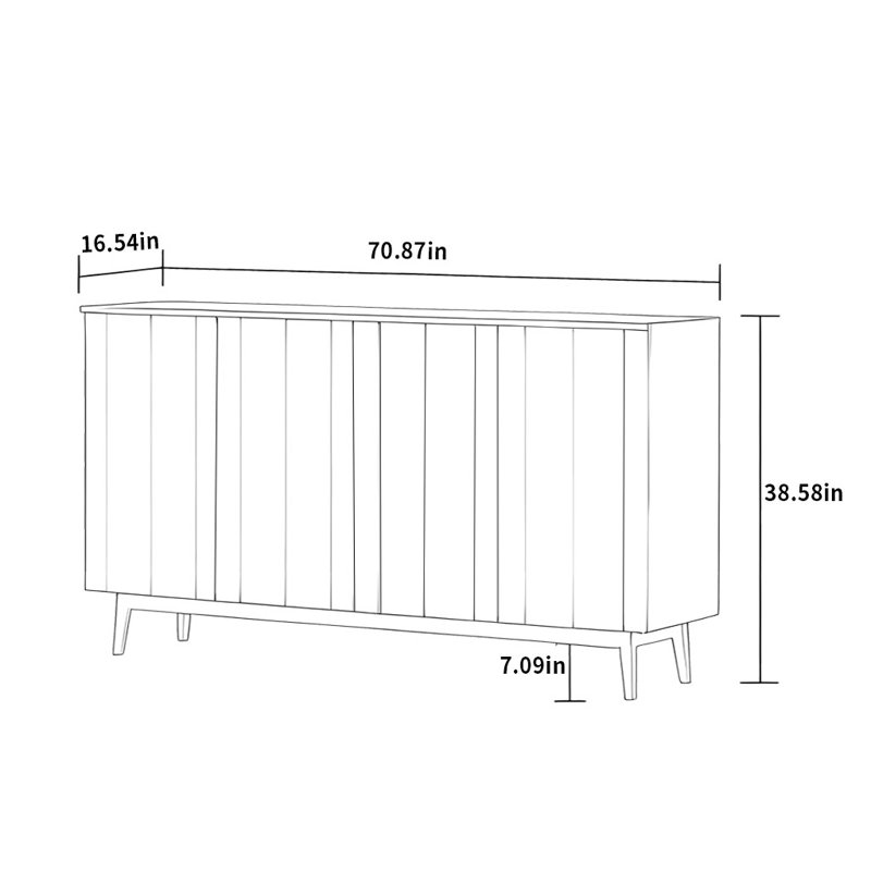 Nordic Modern And Simple Line Sideboard, 38.58" H x 70.87" W x 16.54" D