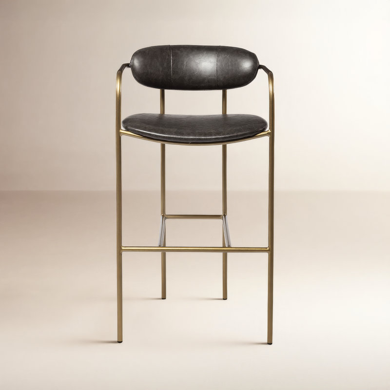 Belarus Fabric Seat Stool, Gold, Dark Brown