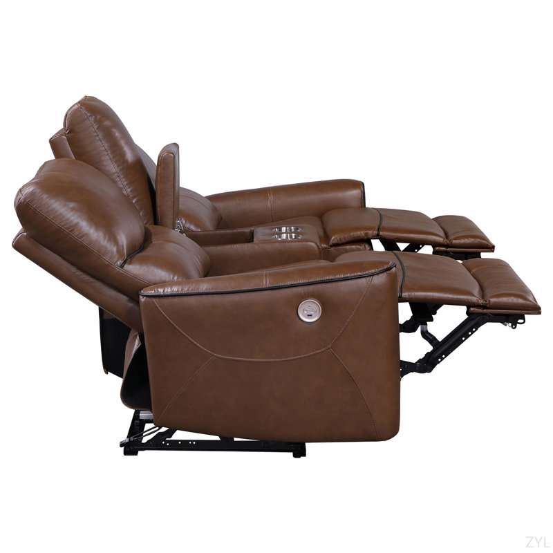 Upholstered Power Reclining Loveseat, Brown