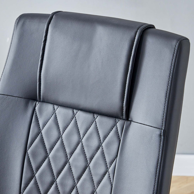 Chaises de salle à manger en similicuir, chaises d'appoint, 8, Noir, noir, noir, noir, Argent argent